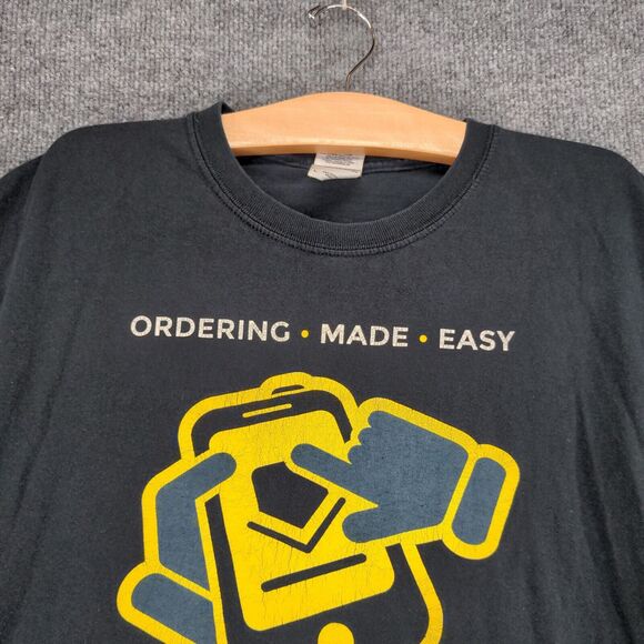 Gildan Subway App T-Shirt Mens Large Short Sleeve Black Crew Neck Heavy Cotton - Picture 3 of 12